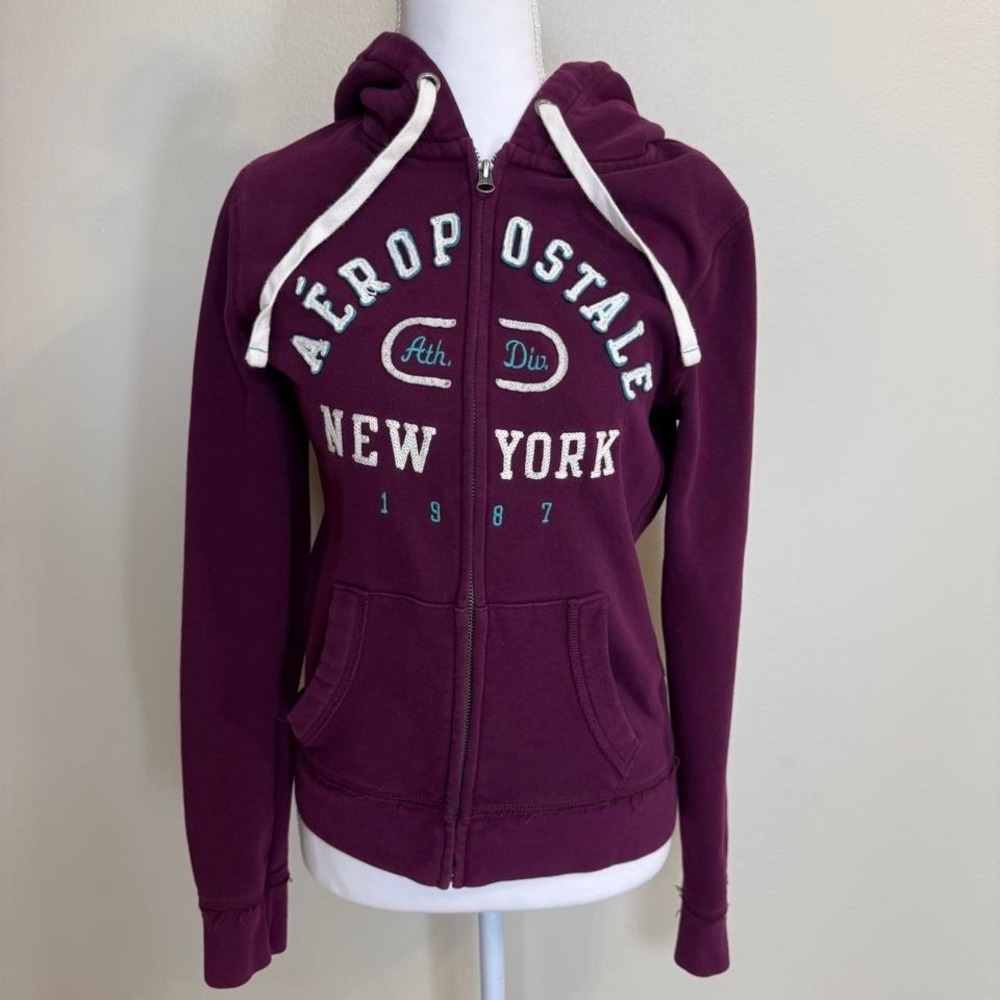 Aeropostale Logo Zip Up Hoodie Sz M Y2k Grunge Preppy Indie Sleaze Skater